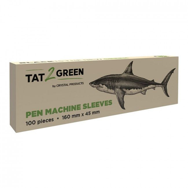 Tat2Green Pen Machine Sleeves - Black - 160mm x 45mm -  Box of 100